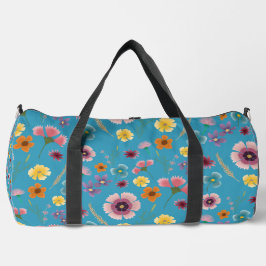 Flores praderas en azul - bolsa de duffel