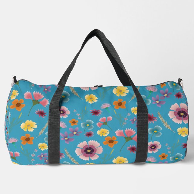 Flores praderas en azul - bolsa de duffel (Anverso)