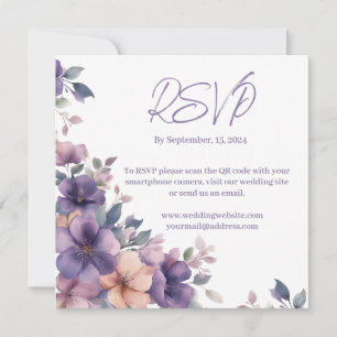 Flores puramente rosas en la tarjeta RSVP de boda