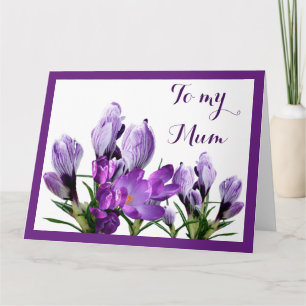 Flores púrpura boho tarjeta de moda para la Madre 