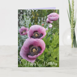 Flores Púrpura Floral Poppy Foto Tarjeta de cumple