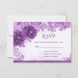 Flores púrpura Flourier Tarjeta RSVP