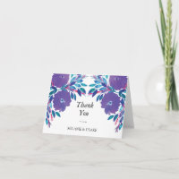 Flores púrpura Pintadas a mano Tarjeta de agradeci