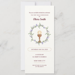Flores púrpuras Primeras invitaciones a la comunió