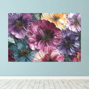 Flores púrpuras, rosadas y amarillas: arte abstrac