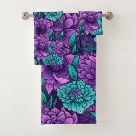 Flores púrpuras y teal