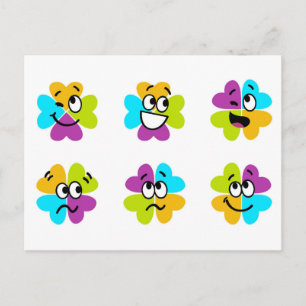 Flores que hacen caras divertidas postales