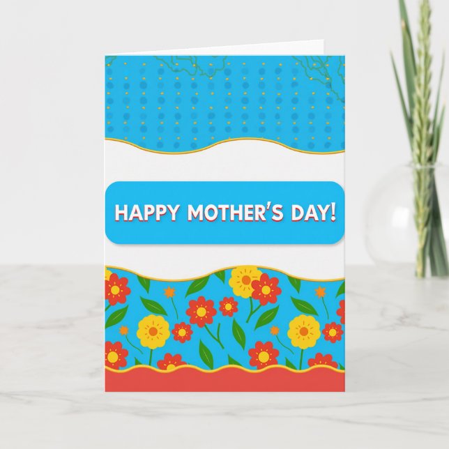 Flores radiantes del día de las madres tarjeta (Anverso)