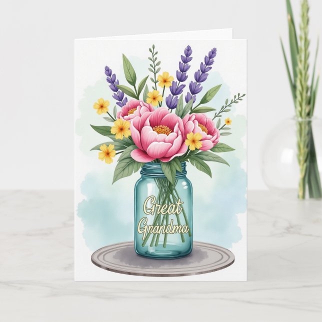 Flores Radiantes Tarjeta de la Abuela (Anverso)