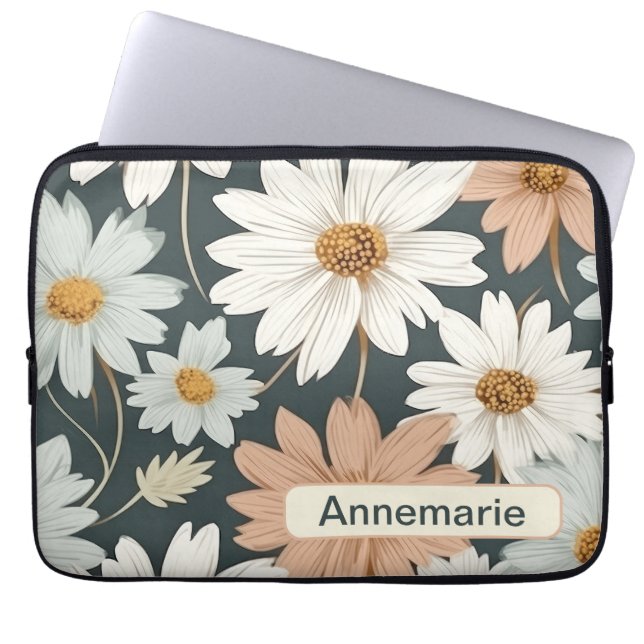Flores retro 8 funda para portátil (Frente)