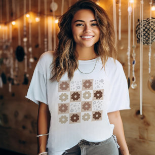 Flores retro camiseta atada