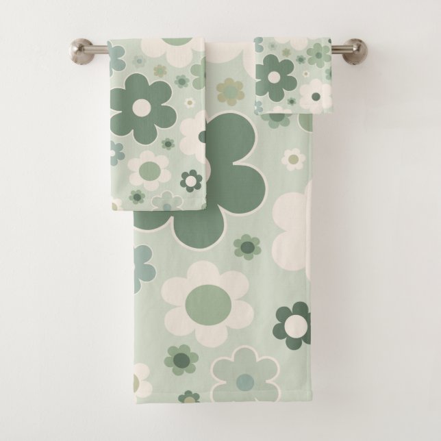Flores Retro Sage Green Abstract Floral (In situ)