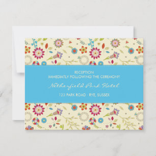 Flores Retro · Turquesa · Invitación de Recepción