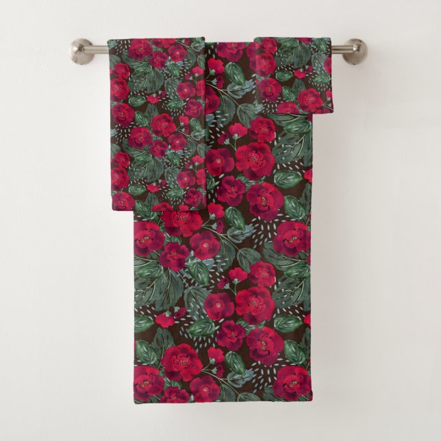 Flores rojas, acuarela floral. (In situ)