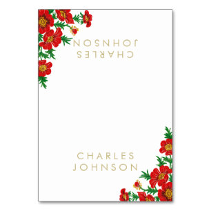 Flores rojas de amapola   Tarjetas de colocación