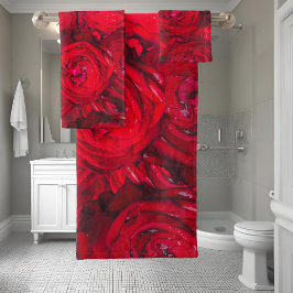 Flores rojas de rosa con gotas de lavado - fotogra