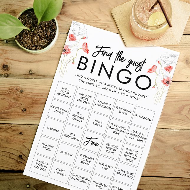 Flores Rojas Elegantes | Tarjeta de juego de bingo (Subido por el creador)