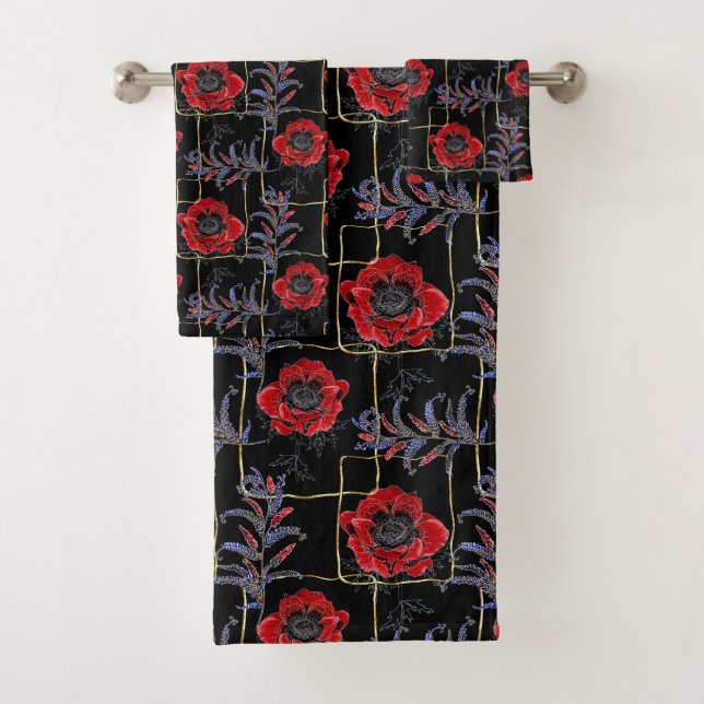 Flores rojas en negro. (In situ)