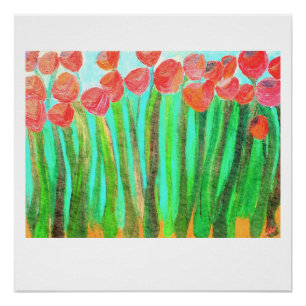 Flores rojas grandes - impresión brillante 20 x 2