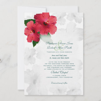 Flores rojas hibiscus, invitación a la boda person