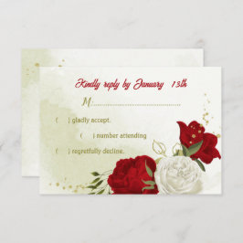 flores rojas hojas verdes RSVP