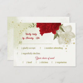 flores rojas hojas verdes RSVP