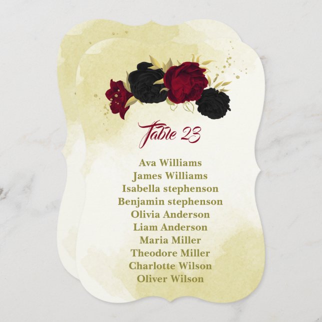 flores rojas negras tarjeta de la gráfica de hojas (Anverso / Reverso)