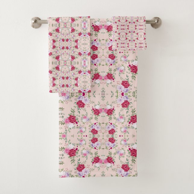 Flores rojas rosadas Arte de patrones (In situ)
