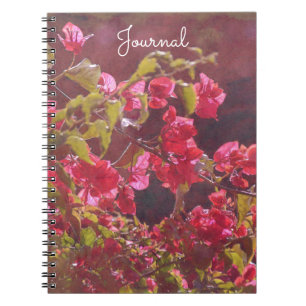Flores rojas rosadas en cuaderno de Journal Sunshi