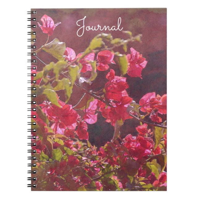 Flores rojas rosadas en cuaderno de Journal Sunshi (Frente)