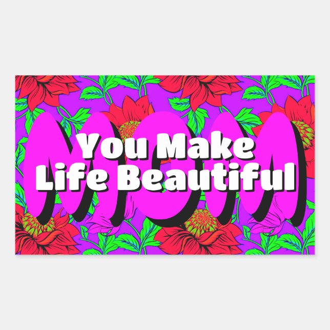 Flores rojas rosadas | Pegatinas elegantes para ma (Anverso)