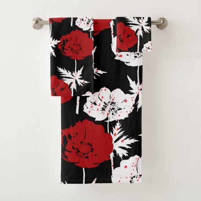 Flores rojas y blancas en negro. (In situ)