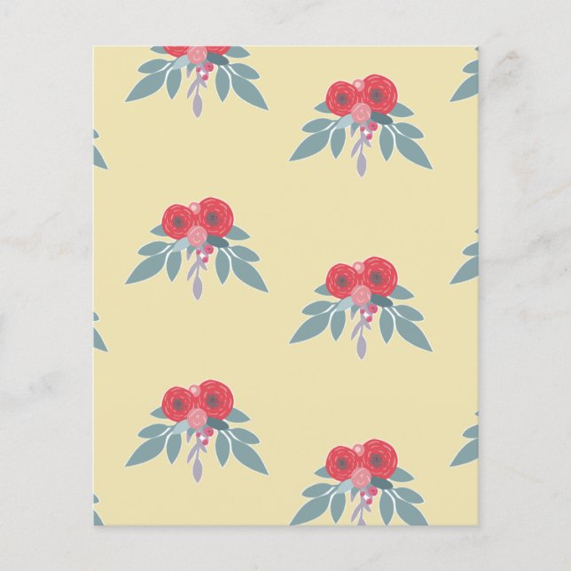 Flores rojas y hojas verdes en marrón (Anverso)