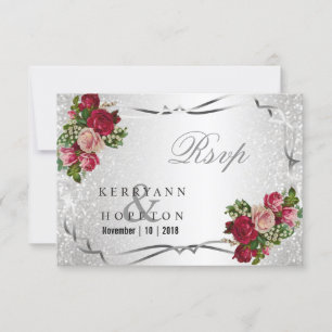 Flores Rojas y Rosadas y Brillo de Plata - RSVP