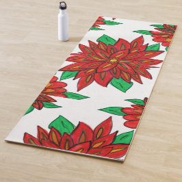 Flores rojas Yoga Mat