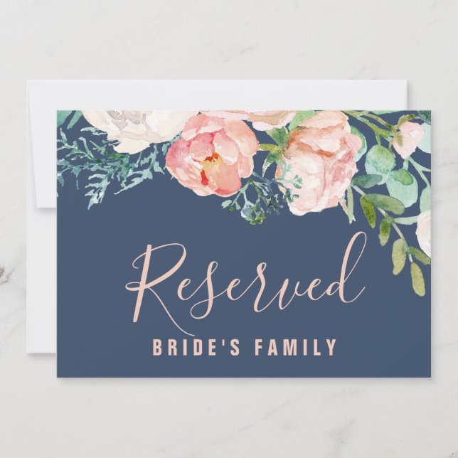 Flores románticas de peones | Rótulo reservado azu (Anverso)