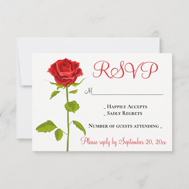 Flores románticas florales del Boda Rosa Rojo RSVP (Anverso)