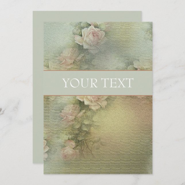 Flores románticas - Tarjeta de invitación (Anverso / Reverso)