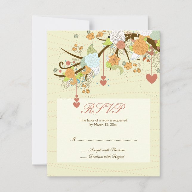 Flores románticas y caprichos de boda RSVP (Anverso)