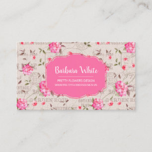 Flores rosa bonito - Tarjeta de visita de época