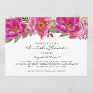 Flores rosa cálidas invitación a la ducha de novia
