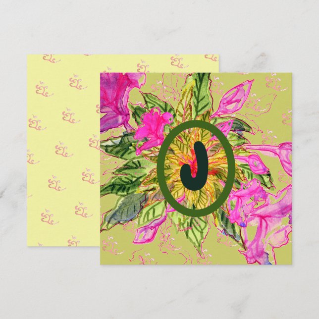 Flores rosa de balsam Bouquet & Carta (Anverso / Reverso)