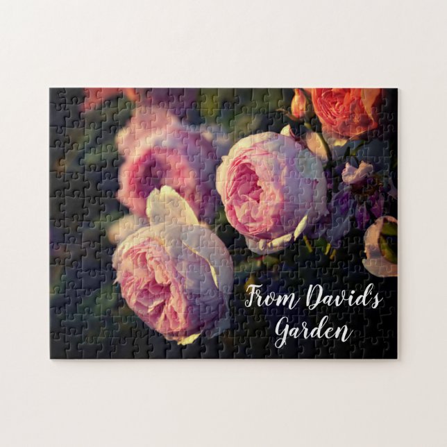Flores rosa del rompecabezas del Jigsaw Garden (Horizontal)