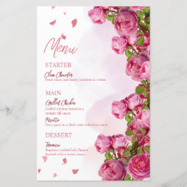 Flores rosa elegantes Menús Boda