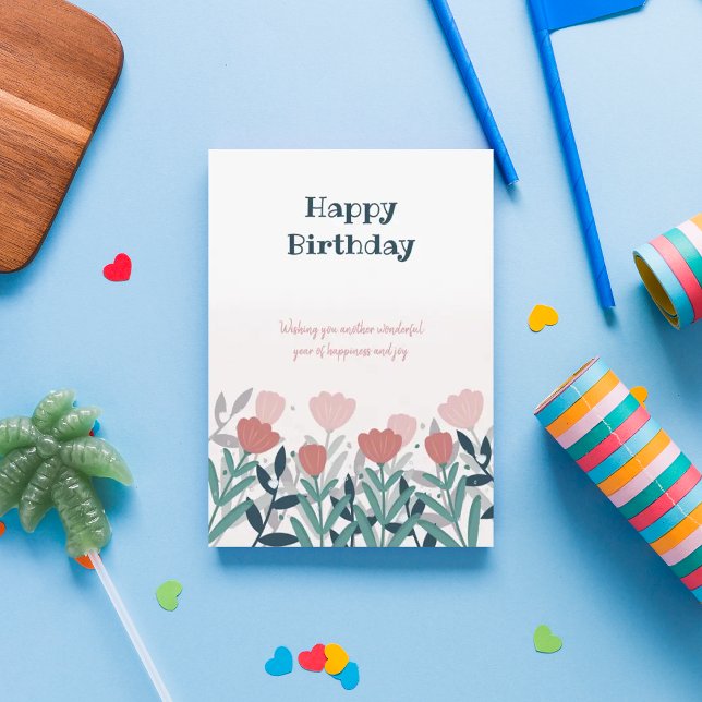 Flores rosa elegantes tarjetas de cumpleaños natur (Subido por el creador)