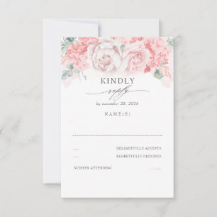 Flores rosa pastoral suave Boda RSVP