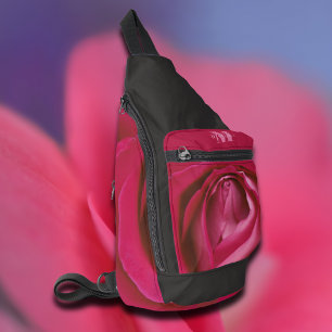 Flores rosa rosa rosa rosa floral bolsa de honda m