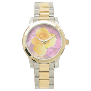 Flores rosa Rosas Amarillas Reloj de pulsera con d