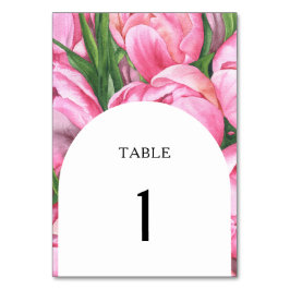 Flores rosadas acuarela - número de mesa de boda