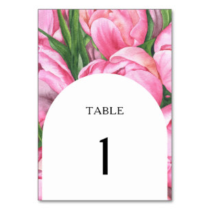 Flores rosadas acuarela - número de mesa de boda